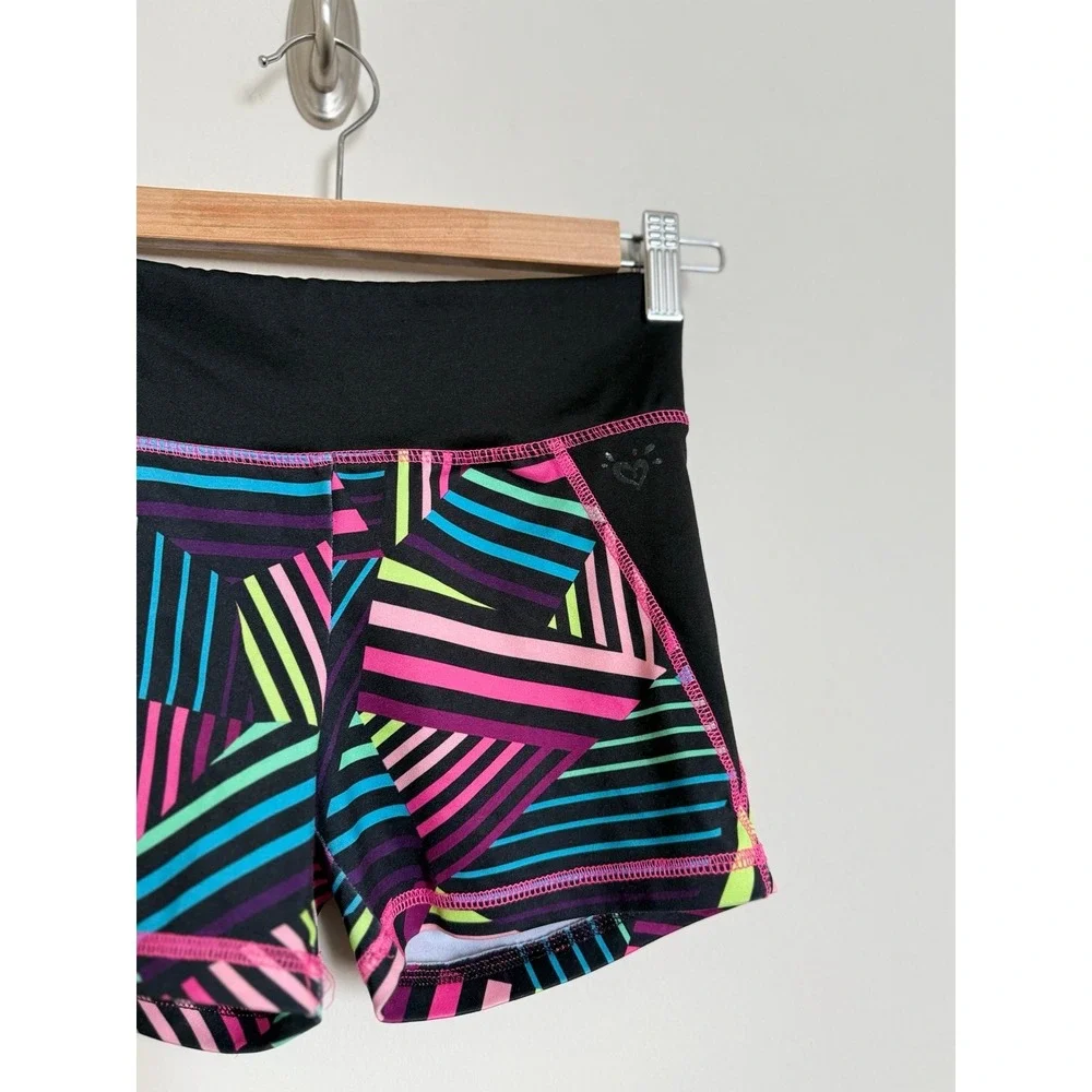Justice Active Shorts Size 10 Neon Geometric Athletic Workout Gym Dance Shorts